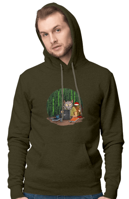 Чоловіче худі з принтом "Кіт програміст". Angular, c, css, html, it, javascript, jquery, php, python, react, svelt, vue, айтишник, айті, гумор, код, кодувати, прогер, програміст, програмісти, ти ж, ти ж програміст, тиж програміст. 2070702