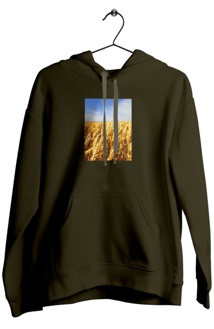 Чоловіче худі з принтом "Україна". Голубизна, красота, небо, поле, природа, пшеница. 2070702