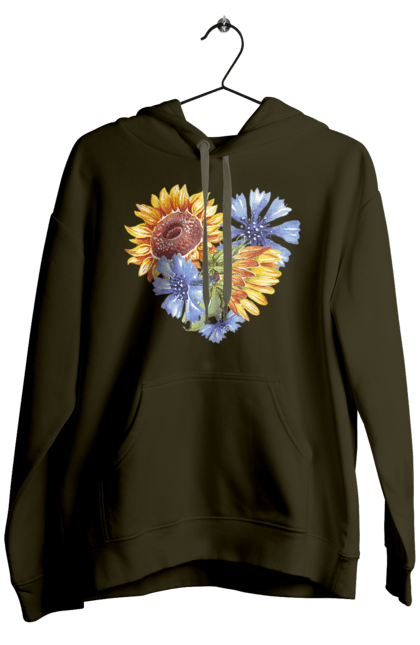 Чоловіче худі з принтом "Серце соняшники та фіалки". Квіти, люблю україну, любов, серце, соняшник, україна, фіалки. 2070702