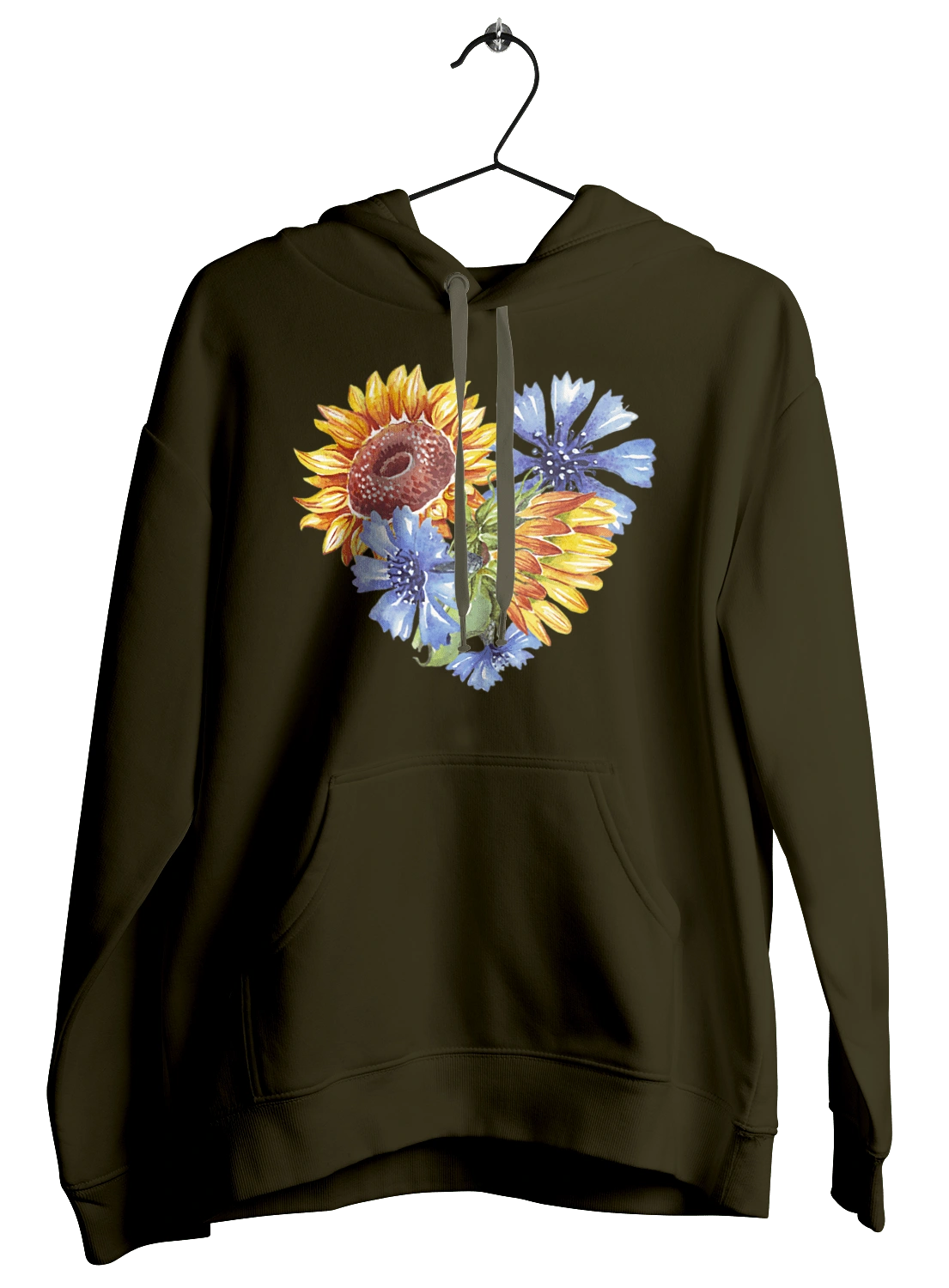 The heart is sunflowers and violets