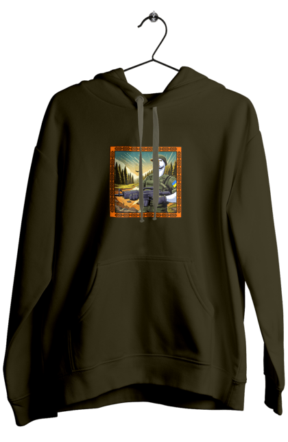 Men`s hoodie with prints Goose landing. Armed forces, biological weapons, fighting geese, flag, goose landing, military goose, symbolics, ukraine. 2070702