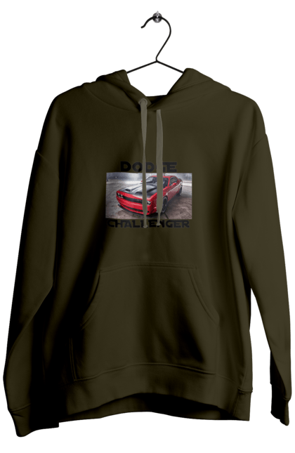 Men`s hoodie with prints Dodge challenger. An american legend, auto, car, classic car, cult car, dodge challenger, oil car, powerful car. 2070702