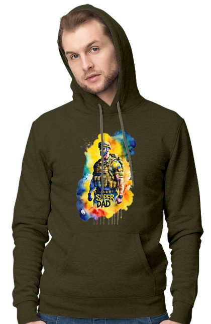 Чоловіче худі з принтом "Супер тато ЗСУ". День батька, день тата, зсу, люблю тата, супер, супер тато, супер тато зсу, тато, тато зсу, україна. 2070702