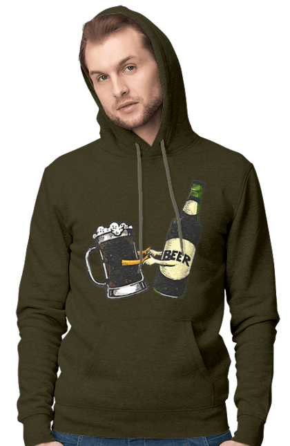 Men`s hoodie with prints Bottle Of Beer With A Glass Of Beer. Beer, bottle, wineglass. 2070702