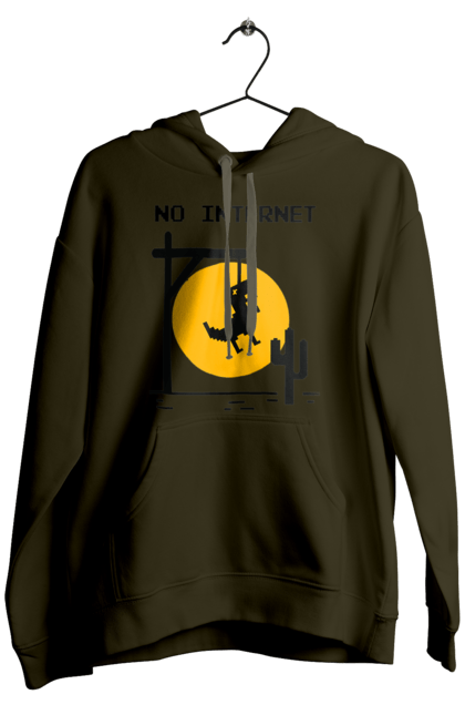 Чоловіче худі з принтом "No Internet". Айті, без інтернету, гумор, динозавр повісився, мем, немає інтернету, прикол, смішна. 2070702