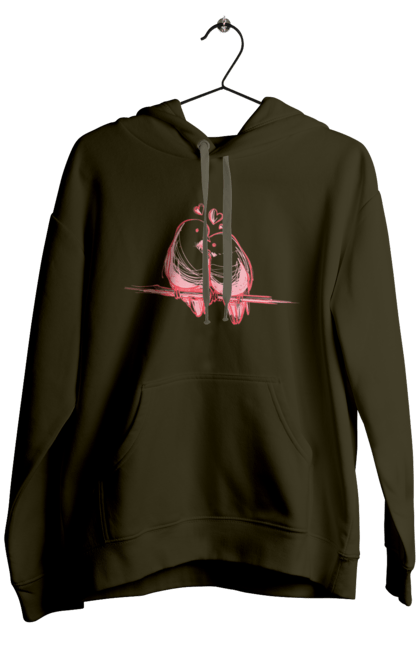 Men`s hoodie with prints Parrots In Love. Lovers, parrots. 2070702