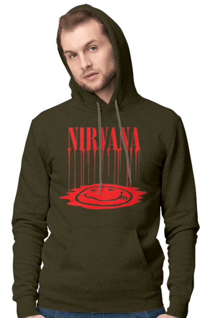 Men's hoodie with prints Nirvana. Alternative rock, grunge, hard rock, kurt cobain, nirvana, punk rock, rock band. 2070702