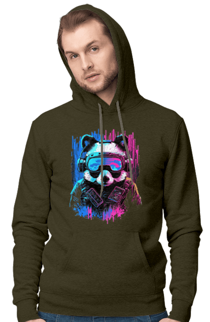 Чоловіче худі з принтом "Панда в VR шолом". Віртуальна реальність, гік, панда, персонаж, шолом. 2070702