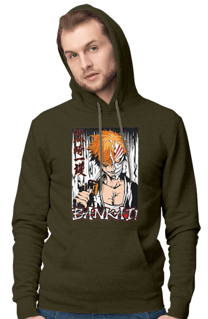 Чоловіче худі з принтом "Бліч Куросакі Ічіґо". Anime, bleach, ichigo kurosaki, manga, аніме, бліч, ічіго, куросакі ічіґо, манга. 2070702