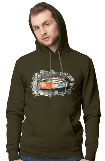 Men`s hoodie with prints Pencil case Author's drawing. Exclusive, free hand, pen, pencil, pencil case, picture, school, stationery. 2070702