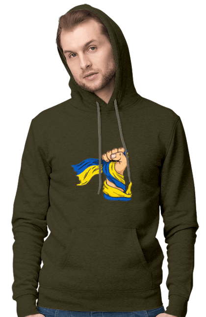 Чоловіче худі з принтом "Сильна Україна". Воля, кулак, прапор україни, україна, українська символіка. 2070702