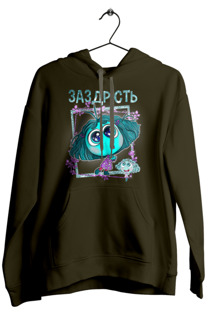 Men's hoodie with prints Inside Out Envy. Cartoon, emotions, envy, inside out, pixar. 2070702