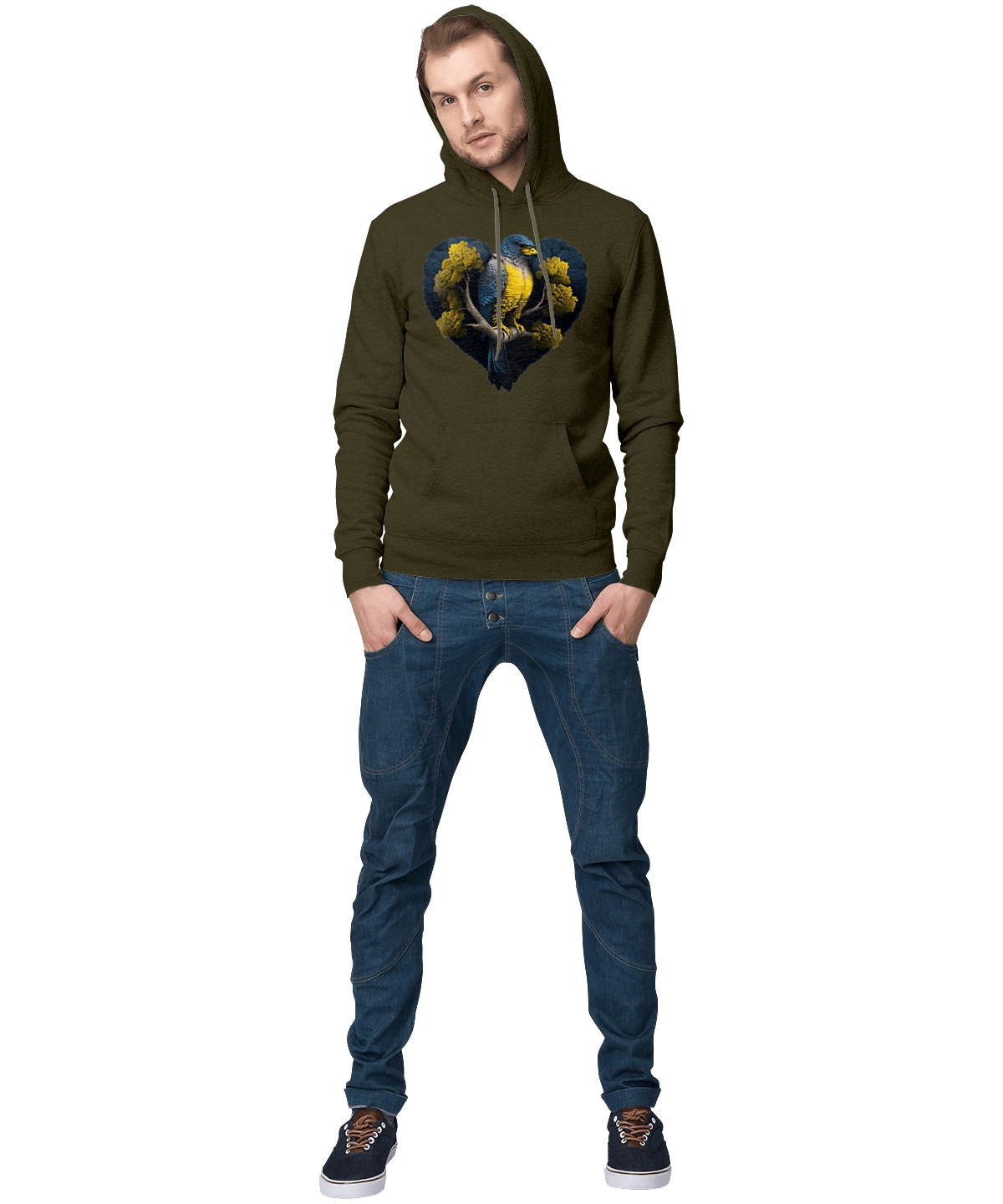 Blue and yellow falcon