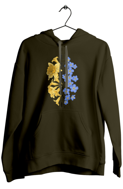 Чоловіче худі з принтом "Ukraine flower 2". Війна, війна в україні, герб україни, люблю україну, патріот, патрон, свобода, україна, я українець. 2070702