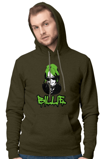Чоловіче худі з принтом "Billie Eilish". Активістка, біллі айліш, мизукант, права, співачка, тварини. 2070702