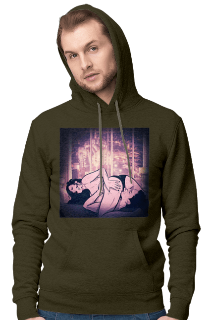 Чоловіче худі з принтом "Дорослі Ігри На Тлі Міста". Гола, кохання, лизати, трусики. 2070702