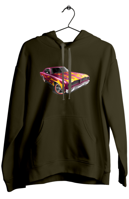 Чоловіче худі з принтом "Машина вогонь". Їзда, машина, швидкість. 2070702