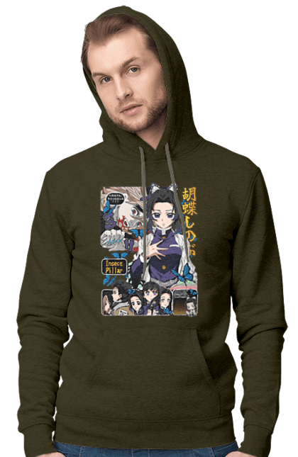Men`s hoodie with prints Demon Slayer Shinobu. Anime, demon slayer, kimetsu no yaiba, manga, serial, shinobu. 2070702