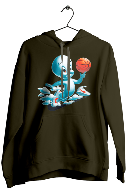 Men's hoodie with prints Casper. Ball, basketball, casper, ghost, movie, sneakers, sport. 2070702