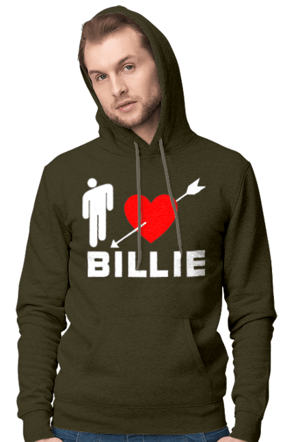 Чоловіче худі з принтом "Біллі Айліш". Біллі айліш, логотип біллі айліш, принт біллі айліш, співачка біллі айліш. 2070702