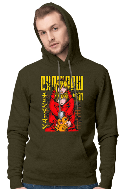 Men's hoodie with prints Chainsaw Man Power and Denji. Anime, chainsaw man, demon, denji, manga, power, shonen. 2070702