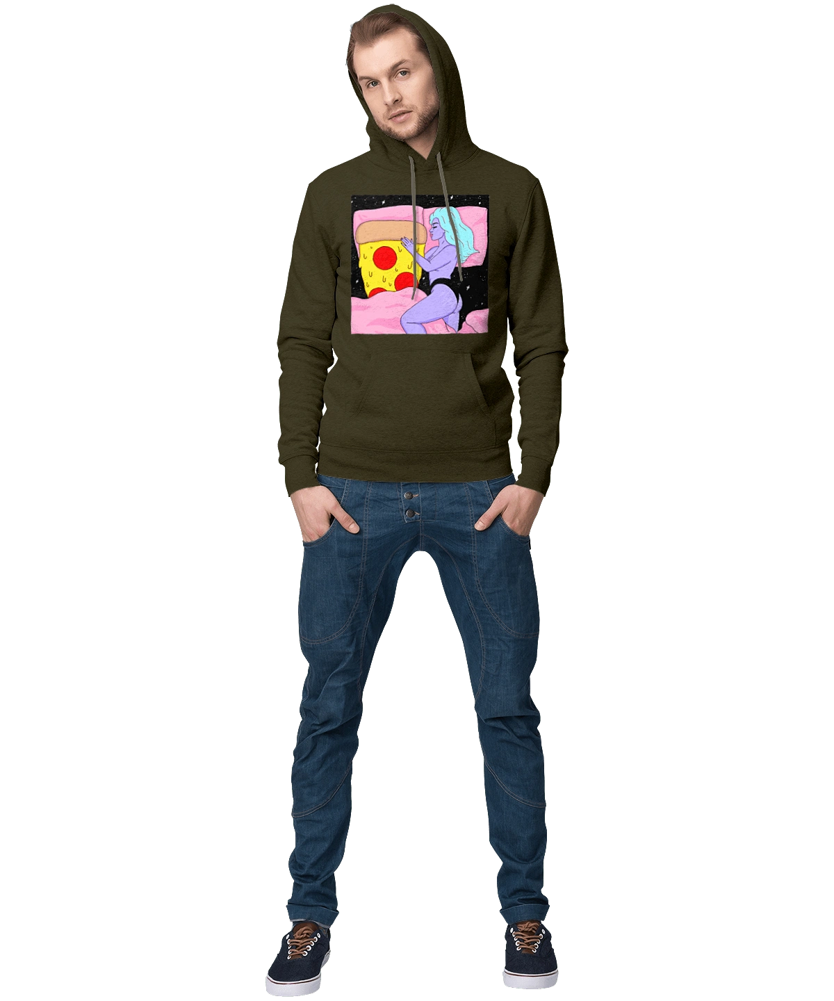 Purple Girl And Pizza