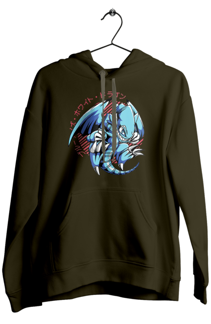 Men's hoodie with prints Yu Gi Oh! Blue Eyes Toon Dragon. Anime, blue-eyes toon dragon, cards, dragon, game, manga, yu gi oh. 2070702