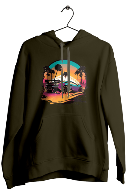 Men`s hoodie with prints Lamborghini Synthwave. Car, laamba, lamborghini, synthwave. 2070702
