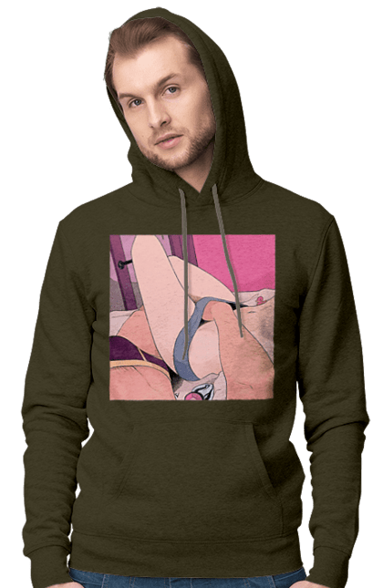 Чоловіче худі з принтом "Чоловіча Рука В Жіночих Трусиках". Гра, ліжко, труси. 2070702