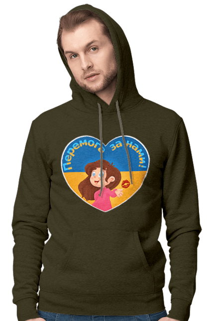 Чоловіче худі з принтом "Перемога за нами". Im ukrainian, бавовна, війна, герб, доброго вечора, зсу, перемога за нами, прапор україни, русский корабль, україна. 2070702