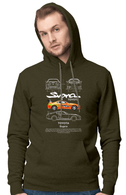 Men's hoodie with prints Toyota Supra. Automobile, car, japan, sport car, sports car, supra, toyota, toyota supra. 2070702