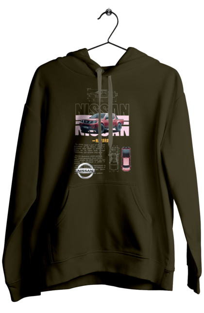 Men's hoodie with prints Nissan Navara. Automobile, car, navara, nissan, nissan motor, pickup. 2070702