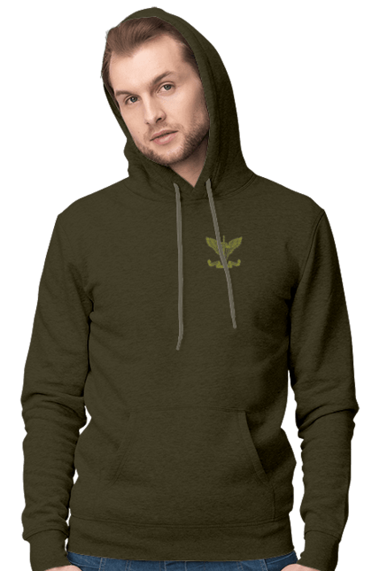 Men`s hoodie with prints Airborne assault troops of Ukraine. Army, emblem, khaki, military, soldiers. 2070702