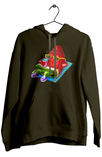 Чоловіче худі з принтом "Кавун П'є Коктейль". Кавун, коктейль, літо. 2070702