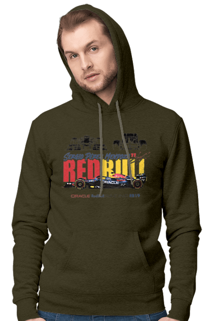 Men's hoodie with prints Red Bull Racing RB19. Auto, automobile, bolide, car, formula 1, race, red bull, sport. 2070702