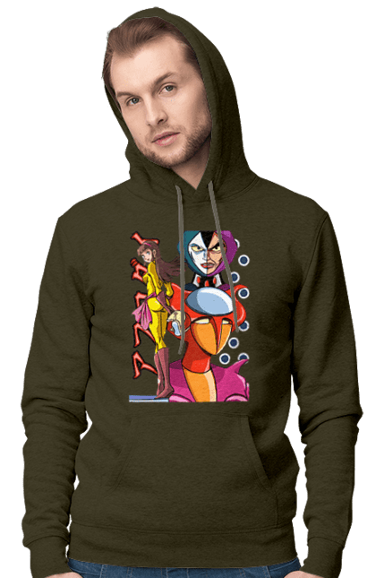 Men's hoodie with prints Mazinger Z Aphrodite. Anime, aphrodite, manga, mazinger z, mecha, robots. 2070702