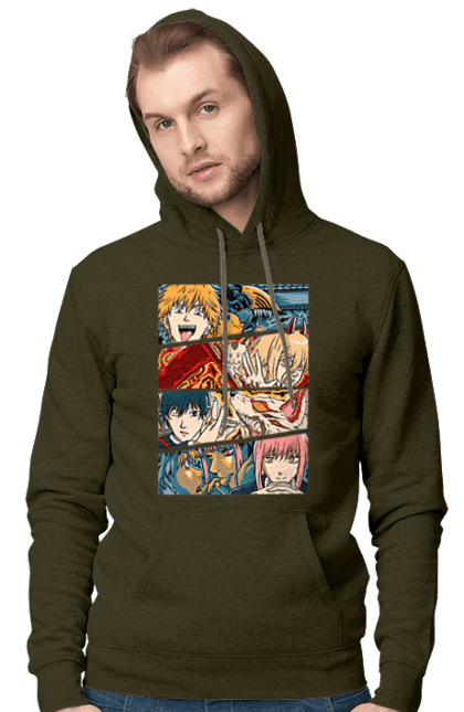 Men's hoodie with prints Chainsaw Man. Anime, chainsaw man, demon, denji, manga, pochita, shonen. 2070702