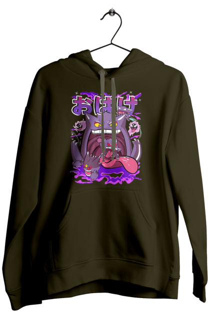 Men`s hoodie with prints Pokemon Gengar. Anime, fushigibana, games, gengar, nintendo, pokemon, pokemon go. 2070702