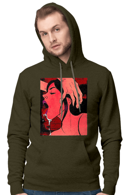 Men`s hoodie with prints Girl Sucks With Saliva. Sex, suck. 2070702