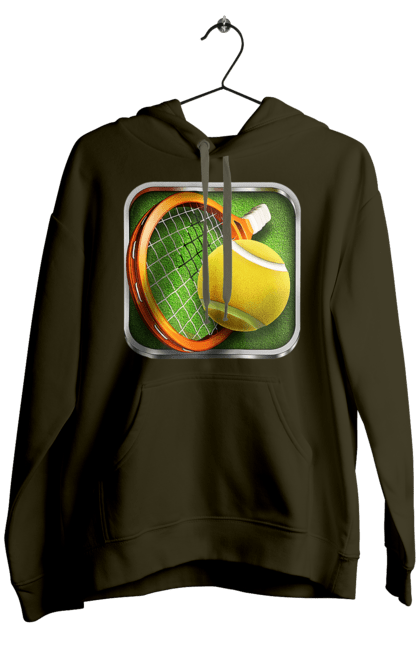 Men`s hoodie with prints Tennis. Ball, ground tournament, london, players, prize fund, racket, sponsor, tennis, tournament grid. 2070702