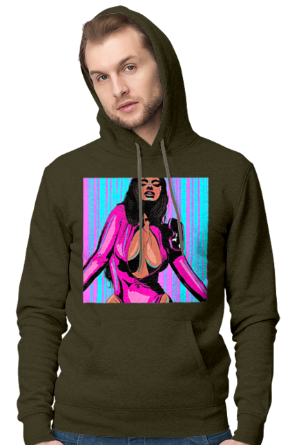 Чоловіче худі з принтом "Дівчина З Глибоким Декольте". Гола, дівчина, сиськи. 2070702