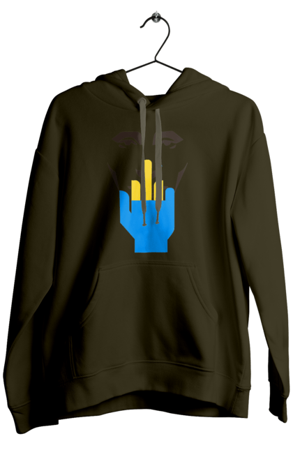 Men`s hoodie with prints Putin Huilo. All, dead muscovite, go fuck yourself, good evening, middle finger, muscovites, orcs, putin shit, putin`s head, russian military. 2070702