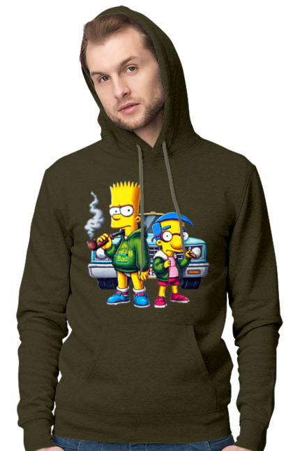 Men's hoodie with prints Bart Breaking Bad. Bart, breaking bad, cartoon, character, laboratory, milhouse, serial, simpson, simpsons. 2070702