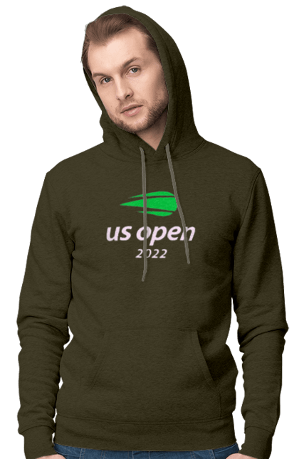Men`s hoodie with prints US Open 2022 tennis tournament. American championship, ball, hard, new york, open championship, players, prize fund, racket, tennis, tournament grid. 2070702