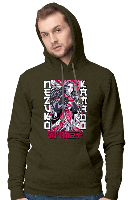 Men's hoodie with prints Demon Slayer Nezuko. Anime, demon slayer, kimetsu no yaiba, manga, nezuko, serial. 2070702