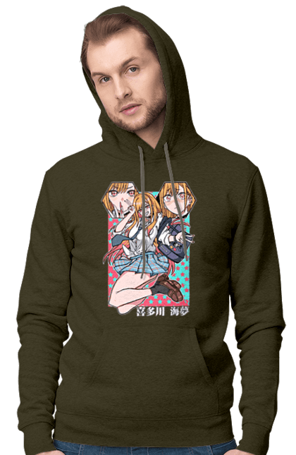 Men`s hoodie with prints My Dress Up Darling. Anime, gyaru, manga, marin kitagawa, marine, my dress-up darling, porcelain doll. 2070702