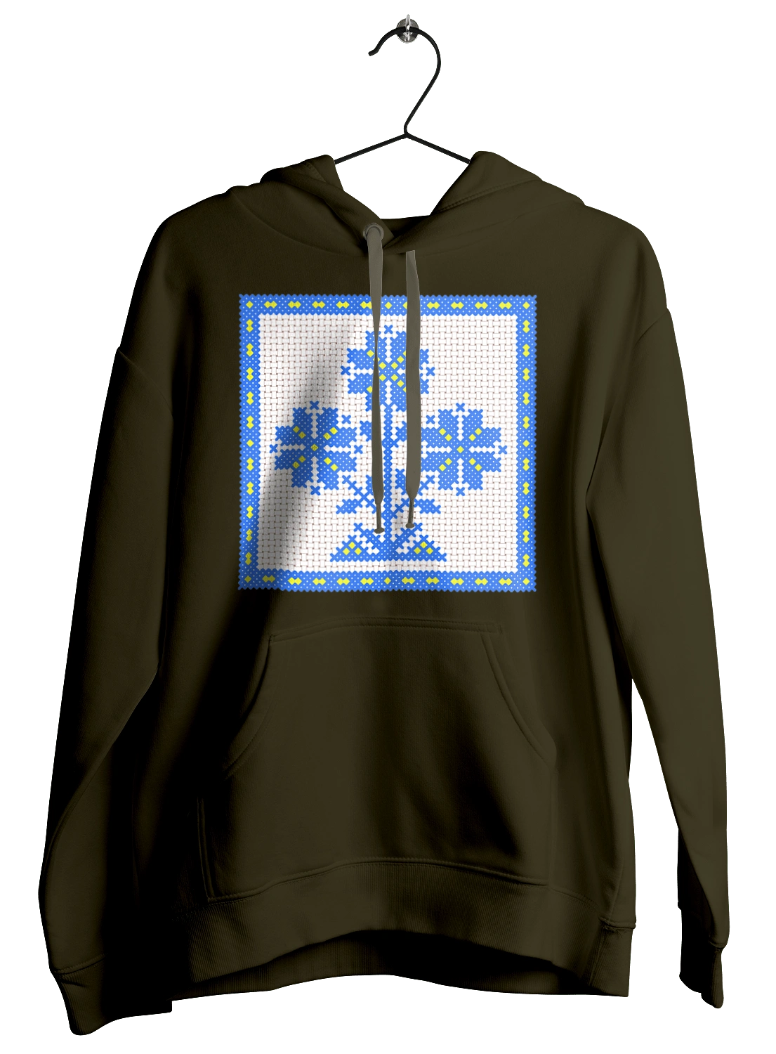 Жовто блакитна вишивка квіти