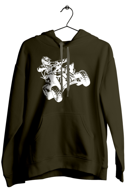 Men`s hoodie with prints Man On Atv White. Atv, extreme, race. 2070702