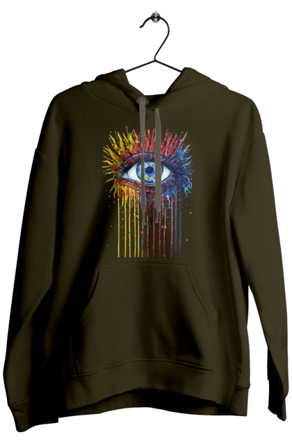 Чоловіче худі з принтом "Барвисто Тече Око". Очей, фарби. 2070702