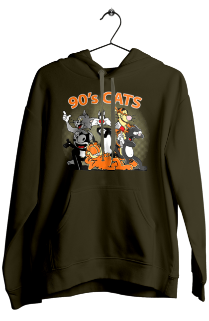 Men's hoodie with prints 90s Cats Cartoons. Animated series, cartoon, cat, cats, garfield, tom. 2070702